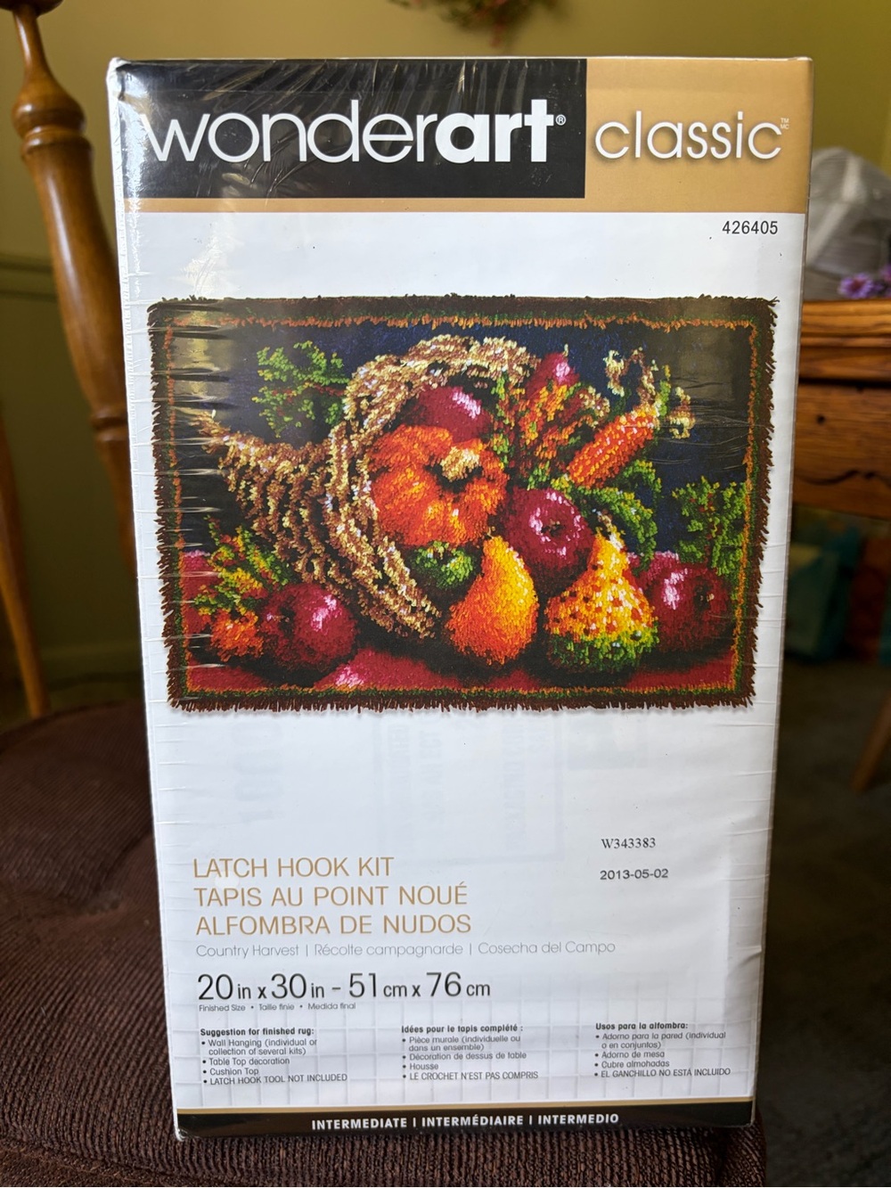 Latch Hook Kit Wonderart New Sealed in Box Harvest Pumpkin 20 x 30 inches
